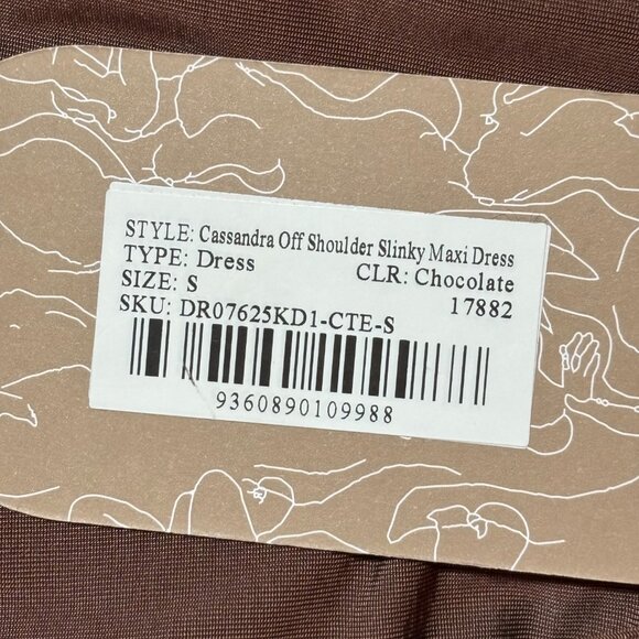 Meshki - Cassandra Off Shoulder Slinky Maxi Dress - Chocolate - Small - Picture 3 of 3